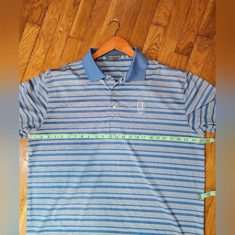 Peter Millar  Comfort Polo Shirt XL Blue White Stripe TPC Sawgrass Golf